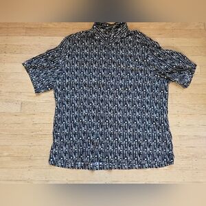 ❤️Claiborne Geometric Print Short Sleeve Casual Button Down Shirt Size XL